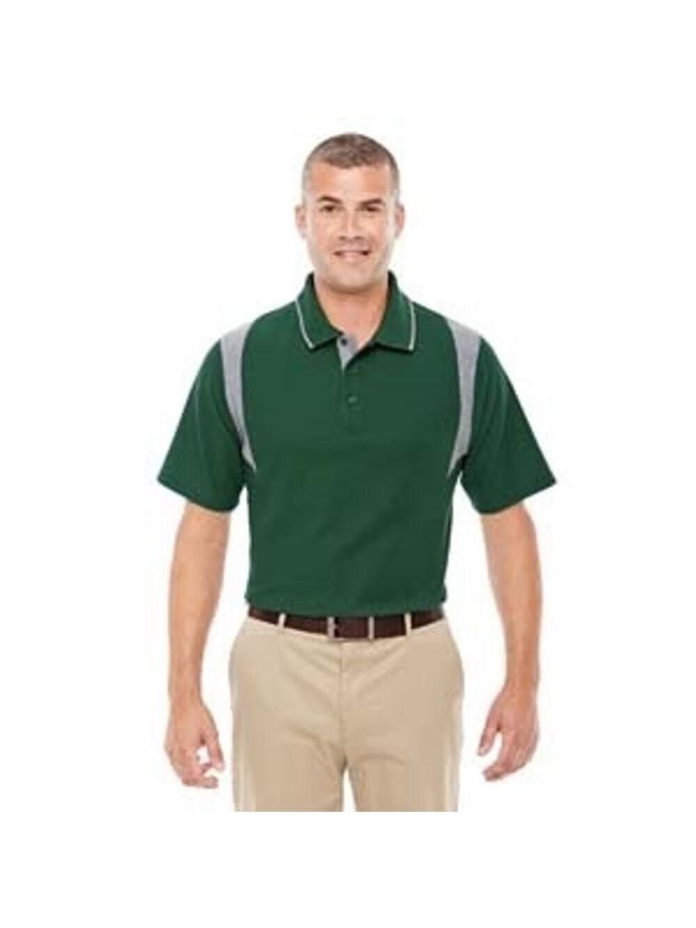 Devon & Jones DG180W Green & Gray Short Sleeve Polo Tee XL